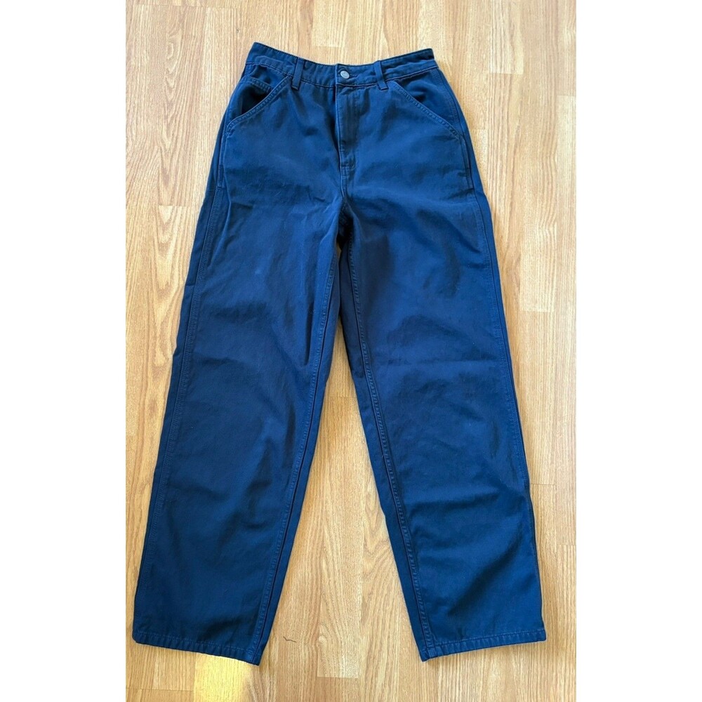 ASOS Navy Blue High Rise Slouchy Straight Leg Pants Size 4